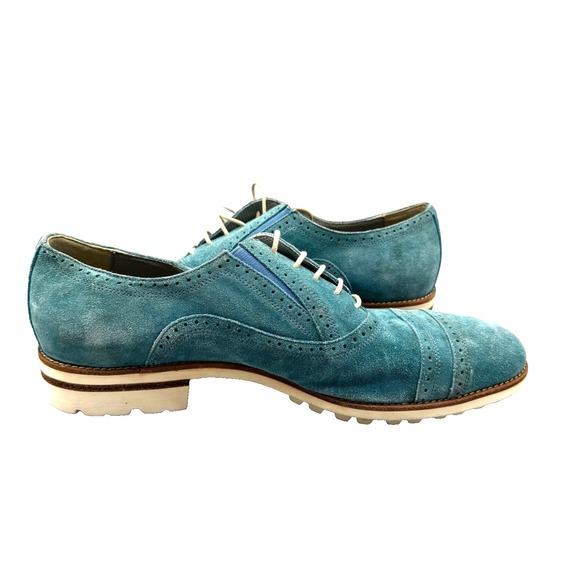 Sandro G. Blue Suede Shoes Oxford Derby Men\'s 10.5 Leather Dress Slip Ons Preppy main image 6